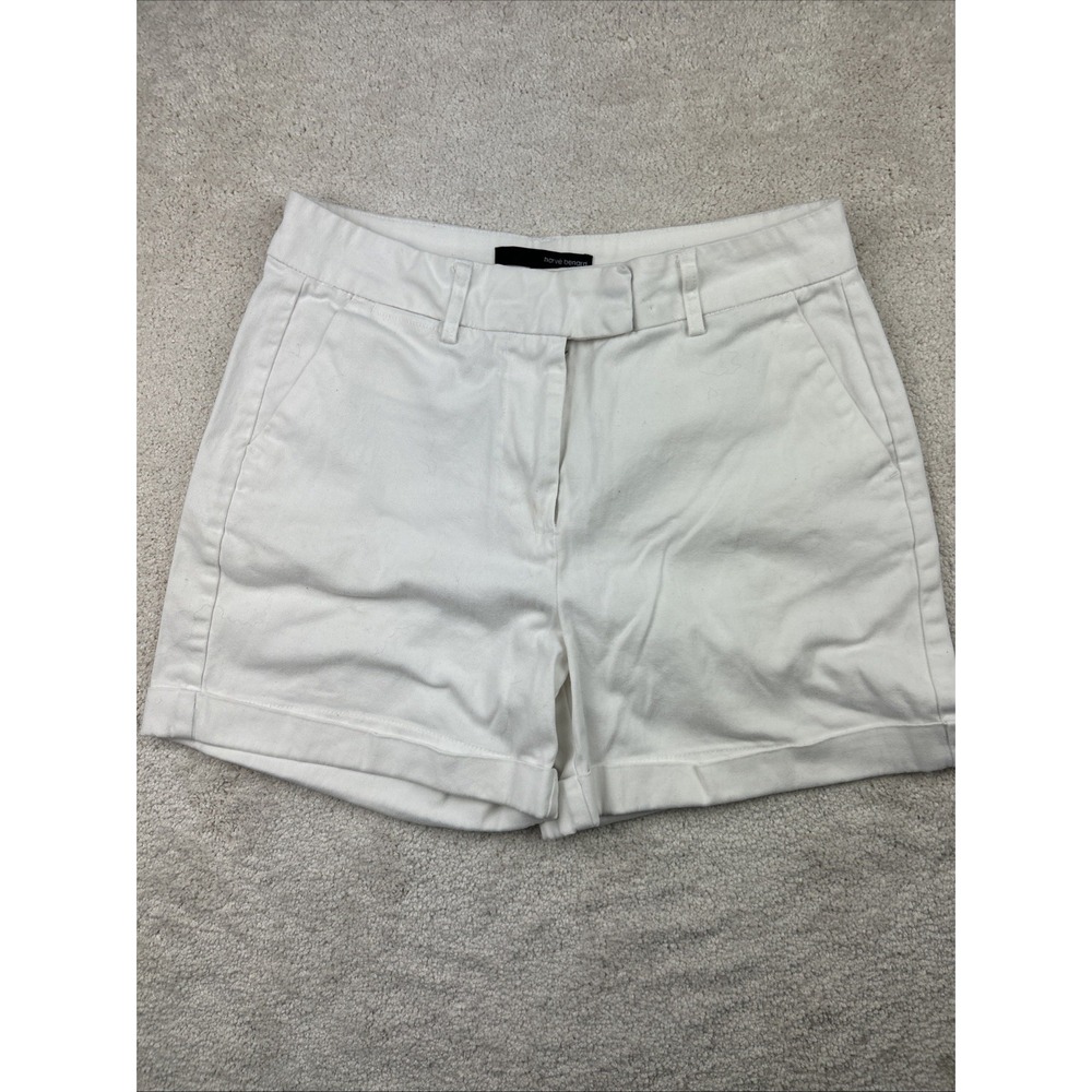 Harve Benard White Dress Shorts Sz 4 Cuffed Relaxed Fashion Soft Girl Aesthetic